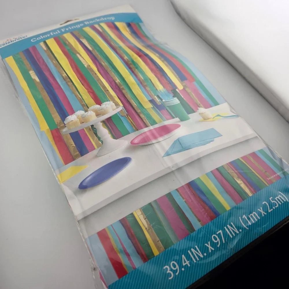 Way‎ to Celebrate Colorful Birthday Decor Bundle Fringe Backdrop Balloon Kit